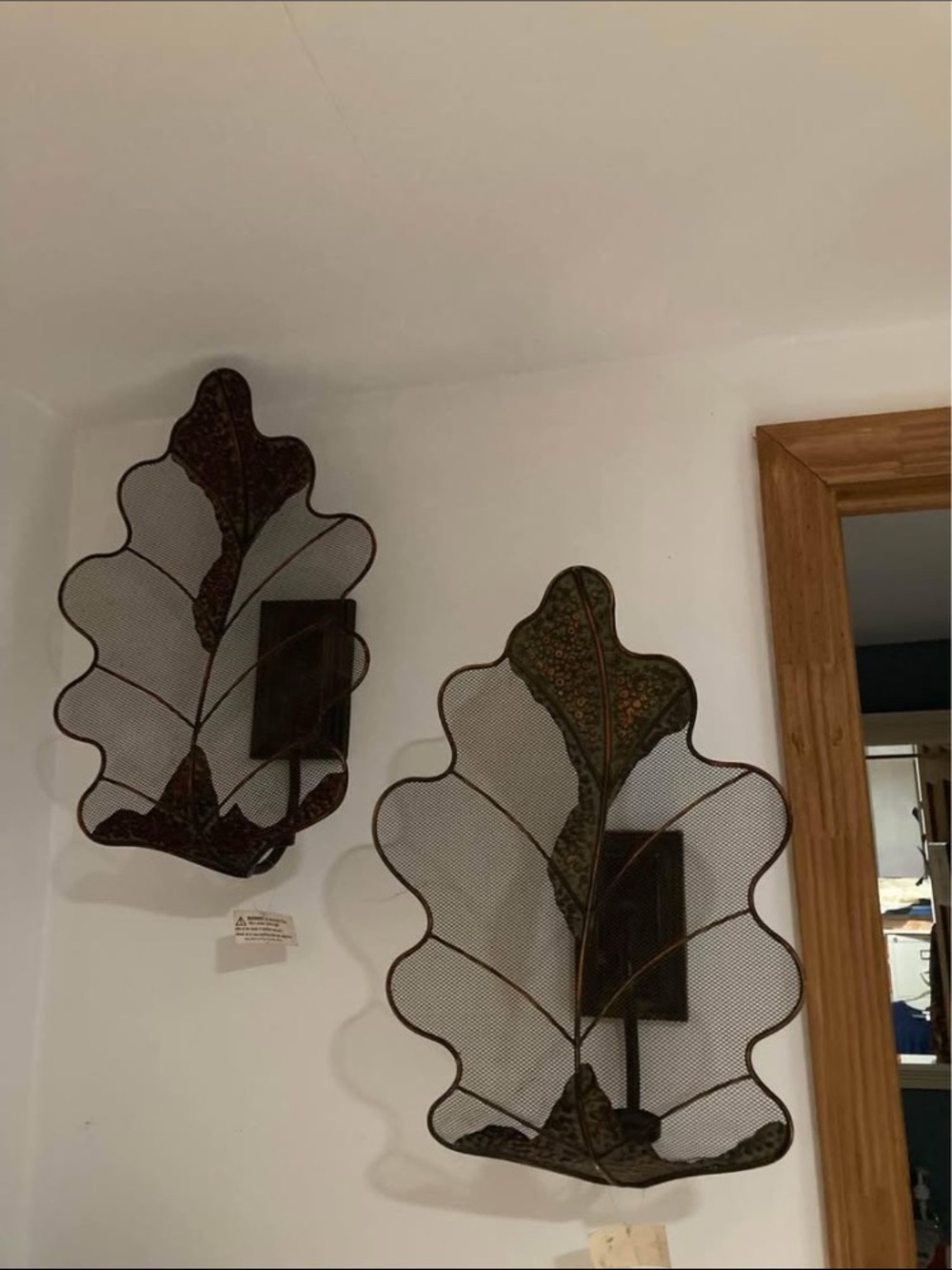 Pair of Metal Leaf Wall Sculptures in Brown and Black